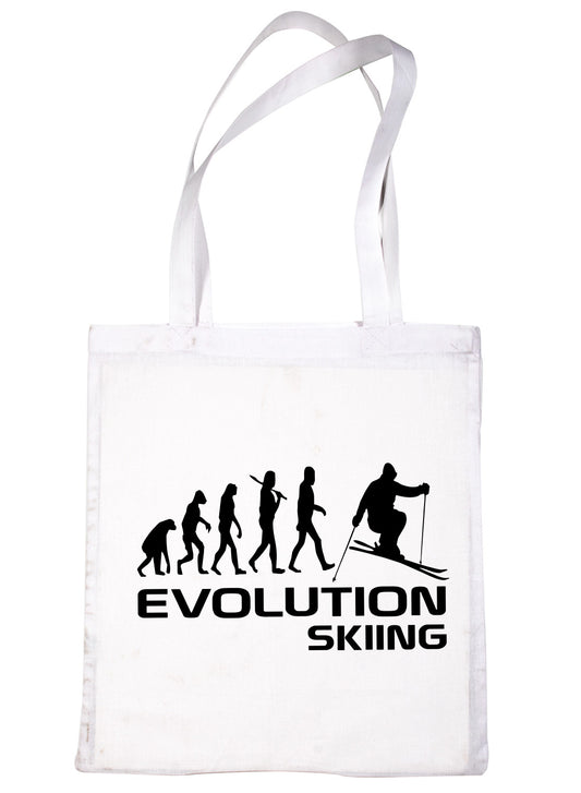 Evolution Of Skier Skiing Shopping Tote Bag Ladies Gift