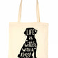 Life Is Better With A Dog Slogan Dog Lovers Ladies Reusable Shopping Tote Bag