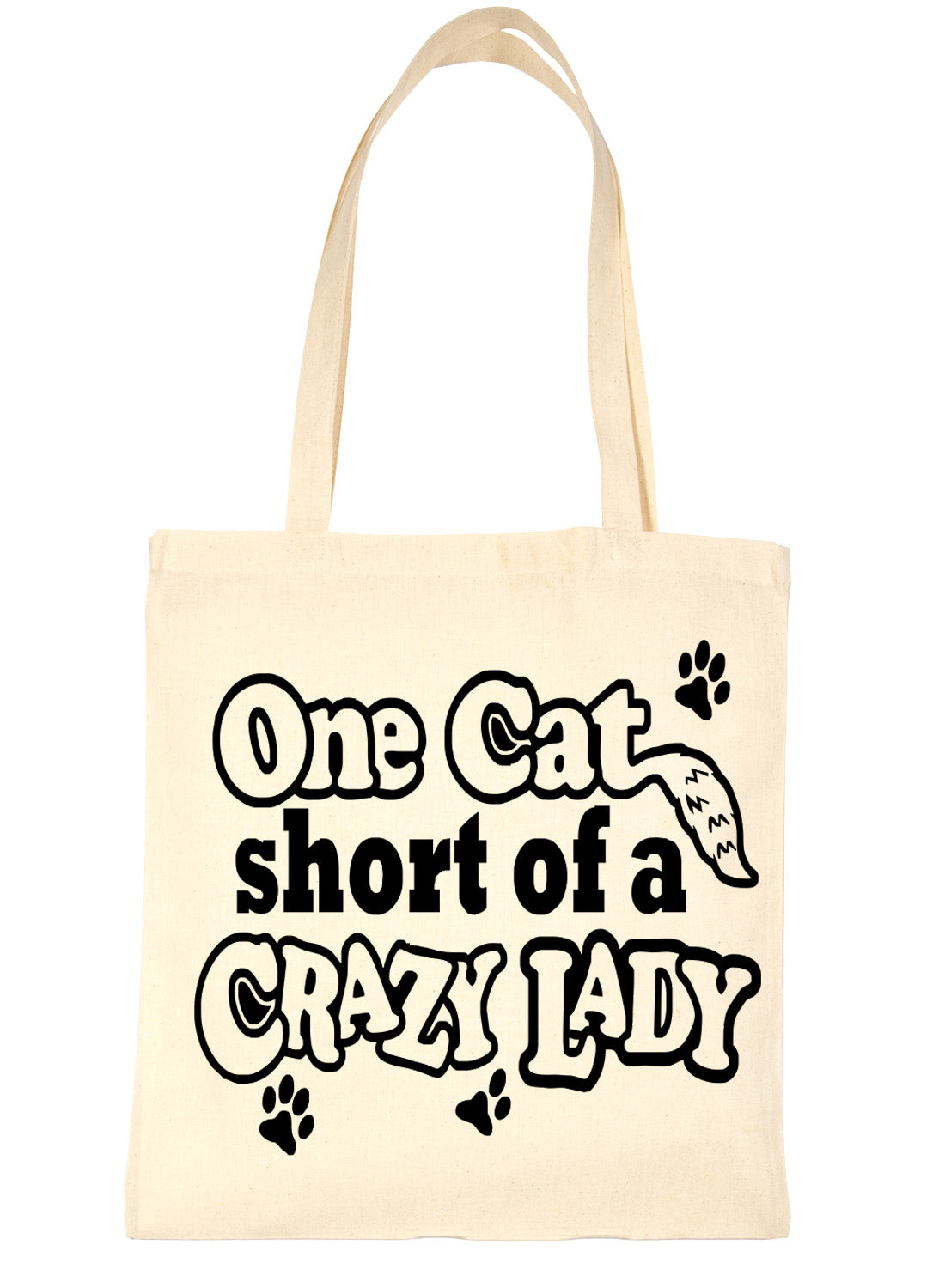 One Cat Short Crazy Lady Funny Shopping Tote Bag For Life Ladies Gift