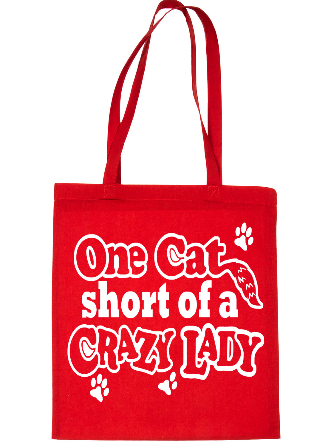 One Cat Short Crazy Lady Funny Shopping Tote Bag For Life Ladies Gift