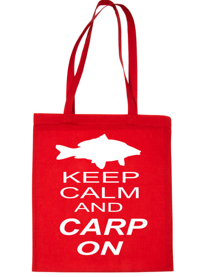 Keep Calm & Carp On Fishing Angling Shopping Tote Bag For Life Ladies Gift
