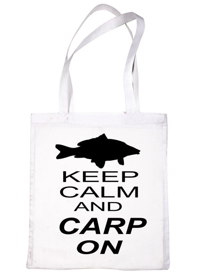 Keep Calm & Carp On Fishing Angling Shopping Tote Bag For Life Ladies Gift