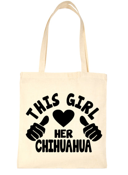 This Girl Loves Her Chihuahua Dog Lover Shopping Tote Bag For Life