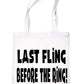 Last Fling Before The Ring Wedding Hen Party Shopping Tote Bag For Life