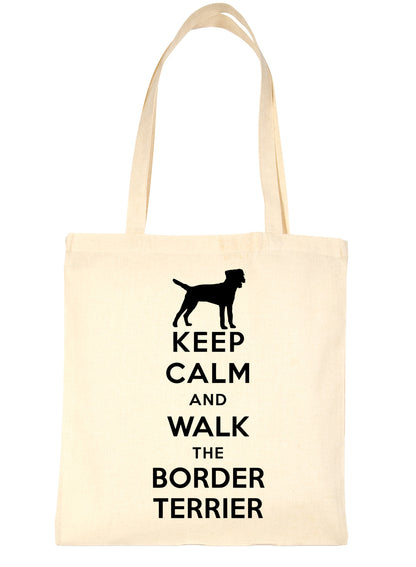 Keep Calm & Walk Border Terrier Dog Lovers Funny Shopping Tote Bag For Life