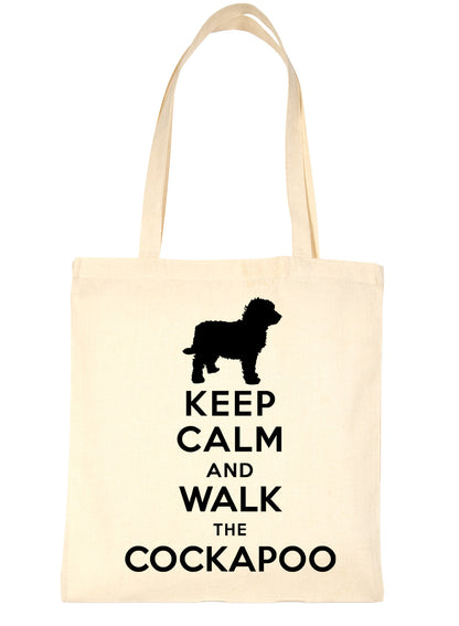 Keep Calm & Walk Cockapoo Dog Lovers Funny Shopping Tote Bag For Life