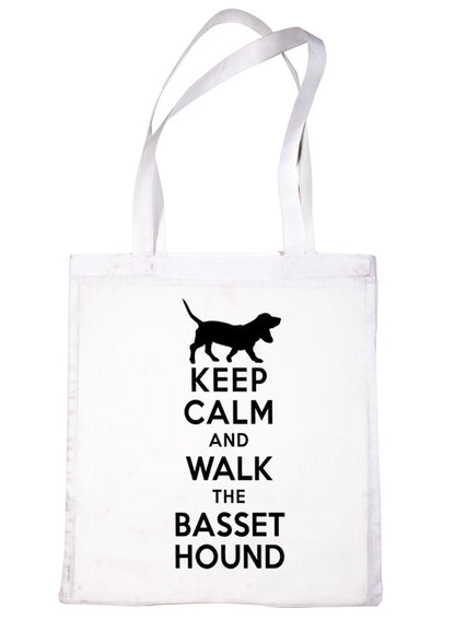 Keep Calm and Walk The Bassett Hound Dog Lover Bag For Life Shopping Tote Bag