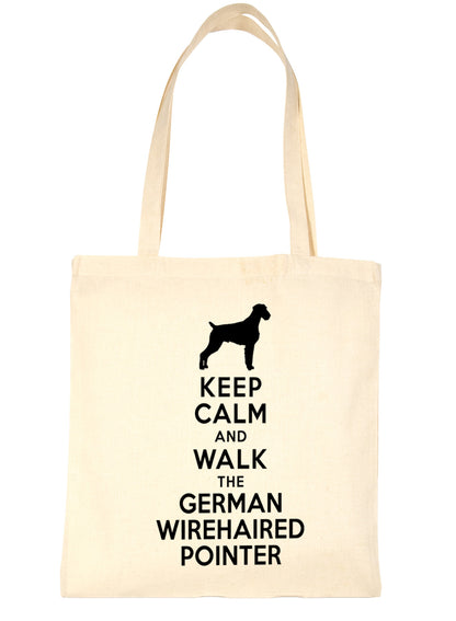 Keep Calm and Walk German Wirehaired Pointer Bag For Life Shopping Tote Bag