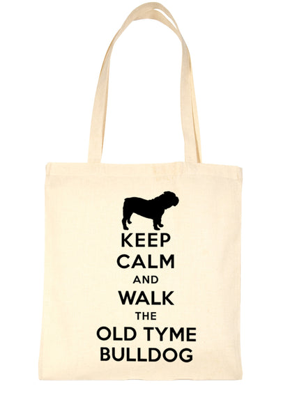 Keep Calm and Walk Old Tyme Bulldog Dog Lover Bag For Life Shopping Tote Bag