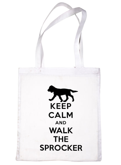 Keep Calm and Walk The Sprocker Dog Lover Bag For Life Shopping Tote Bag