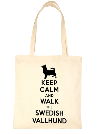 Keep Calm and Walk The Swedish Valhund Dog Bag For Life Shopping Tote Bag