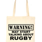 Warning May Talk About Rugby 6 Nations Bag For Life Shopping Tote Bag