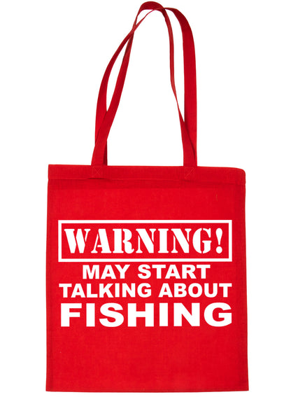 Warning May Talk About Fishing Angling Angler Bag For Life Shopping Tote Bag