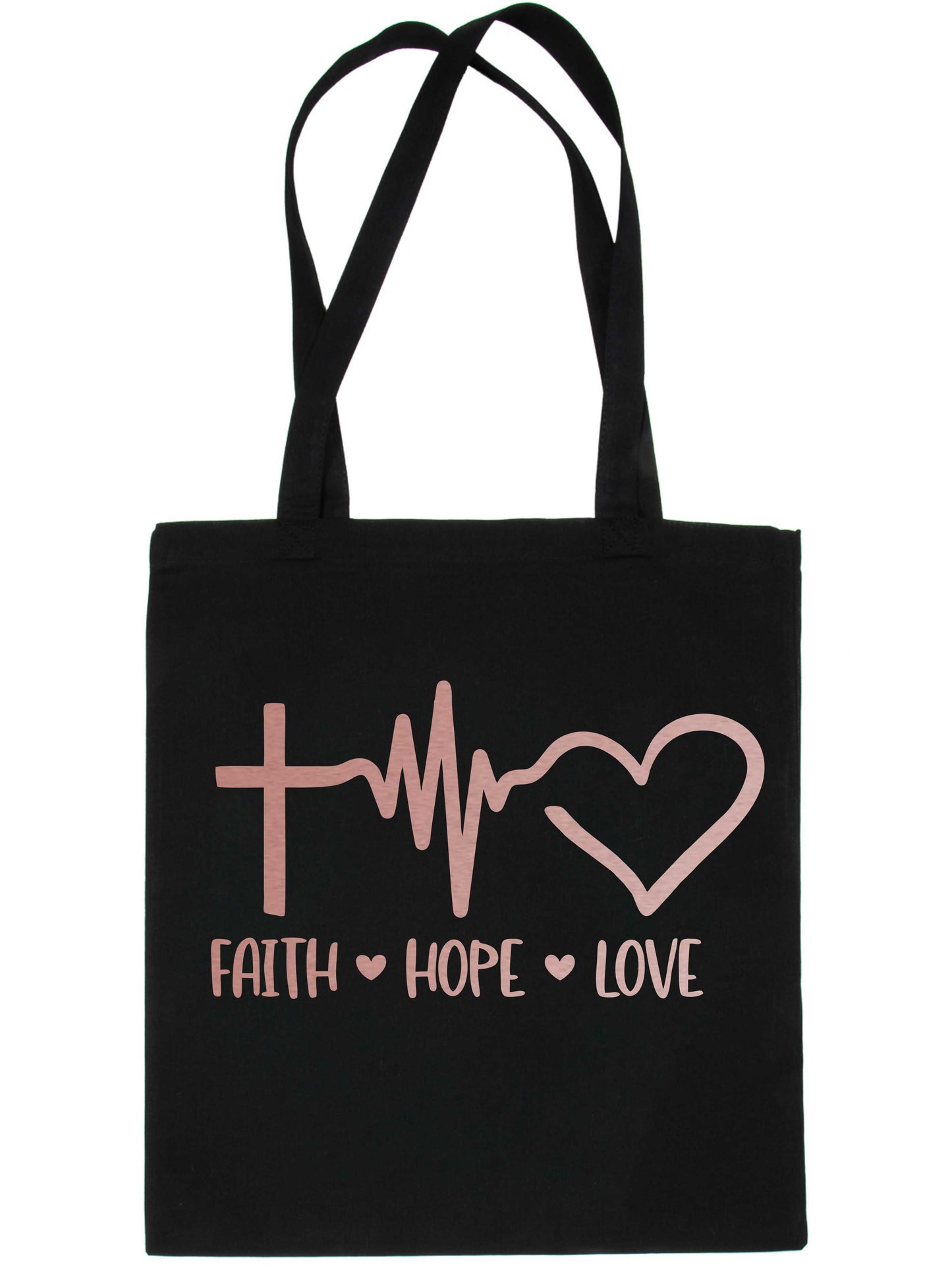 Faith Hope Love In Rose Gold Print Christian Church Gift Resuable Shopping Bag