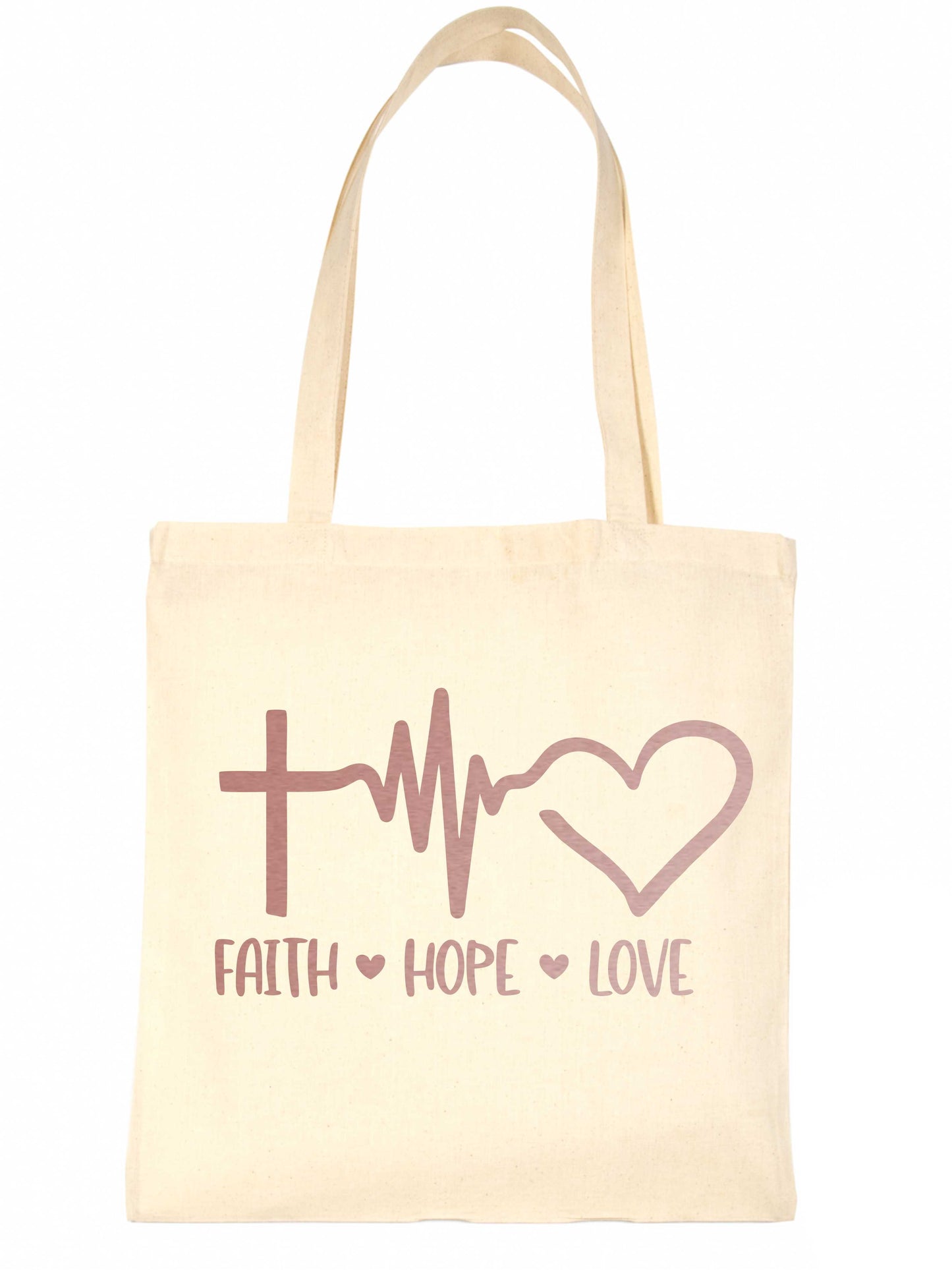 Faith Hope Love In Rose Gold Print Christian Church Gift Resuable Shopping Bag