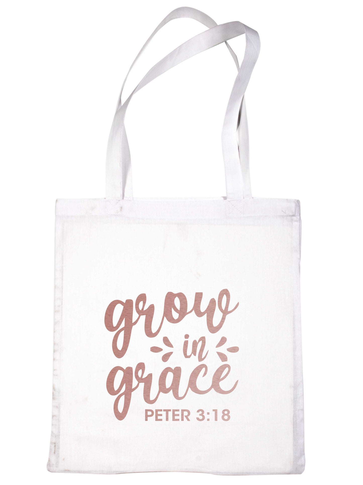 Grow In Grace In Rose Gold Print Christian Church Gift Resuable Shopping Bag