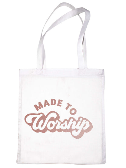Made To Worship In Rose Gold Print Christian Church Gift Resuable Shopping Bag