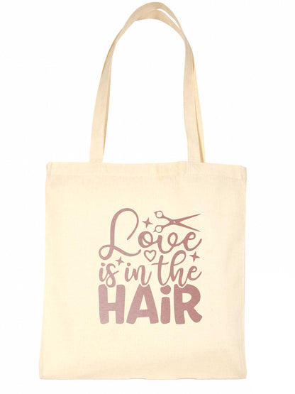 Love Is In The Hair Work Hairdresser Barber Shop Tote Bag Resuable Shopping Bag