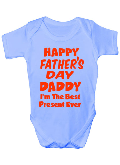 Happy Father's Day Best Present Boys Girls Babygrow