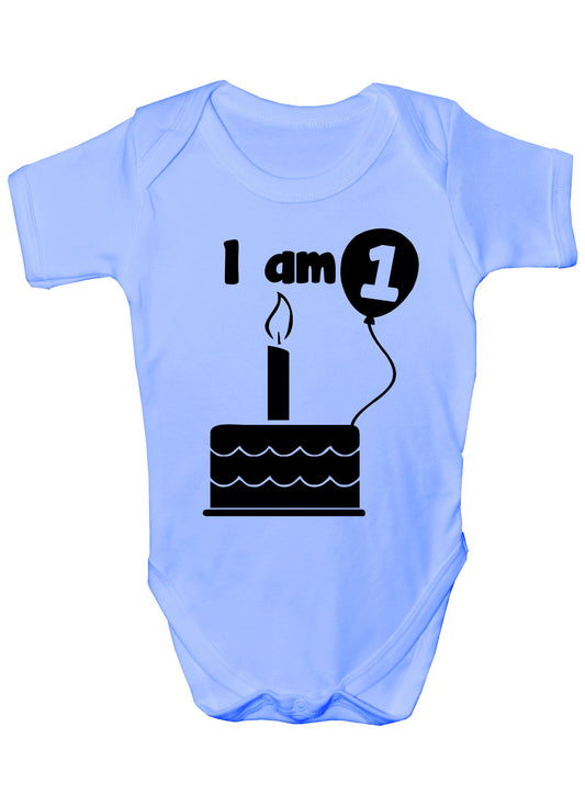 I Am One 1st Birthday Funny Boys Girls Baby Babygrow
