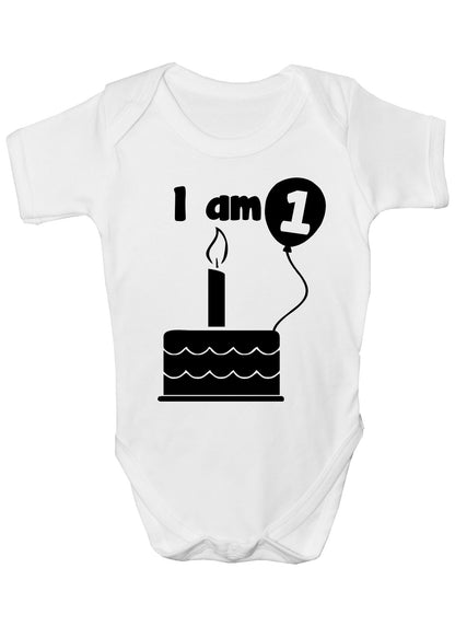 I Am One 1st Birthday Funny Boys Girls Baby Babygrow