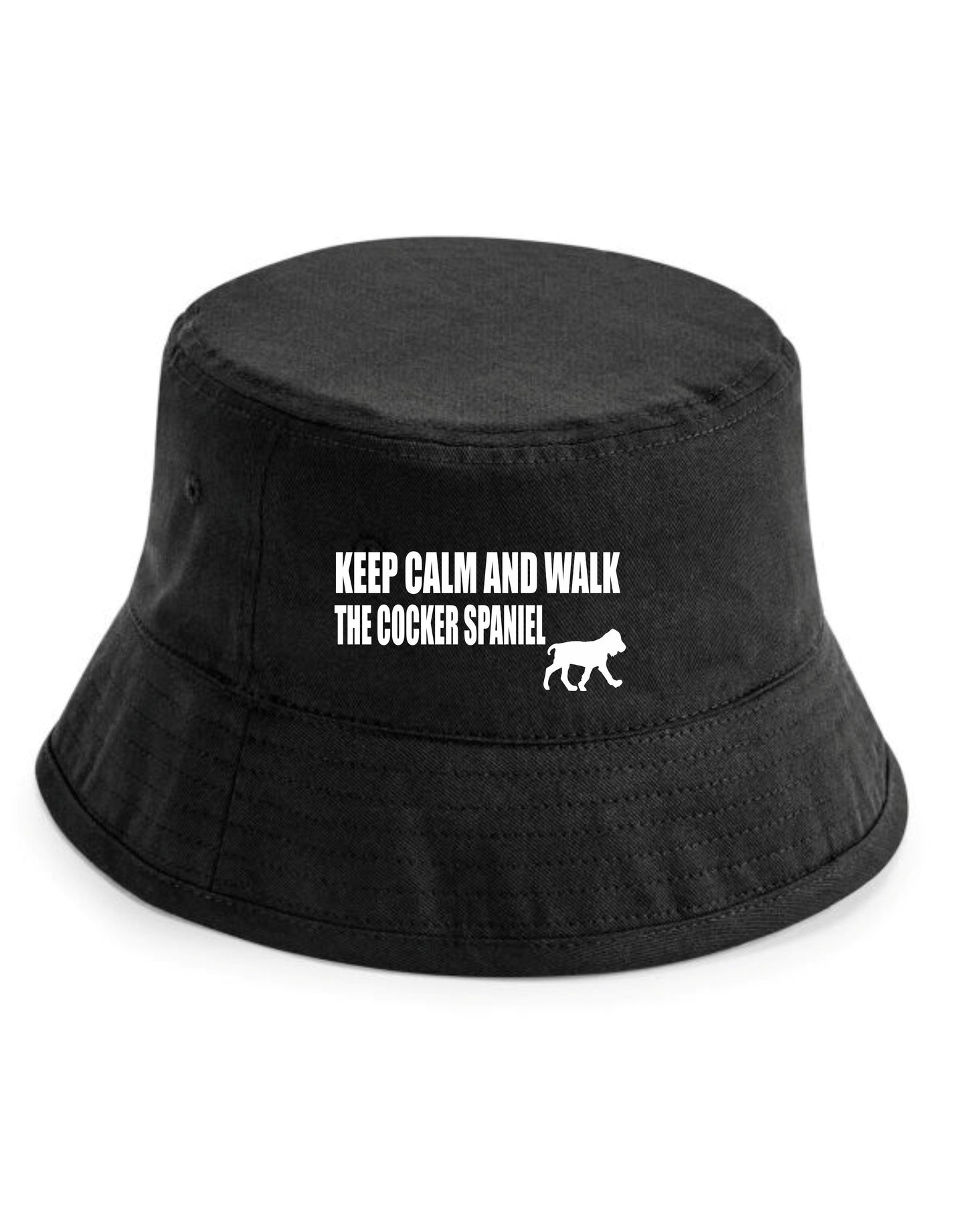 Keep Calm & Walk The Cocker Spaniel Bucket Hat Dog Lovers Gift for Men & Ladies