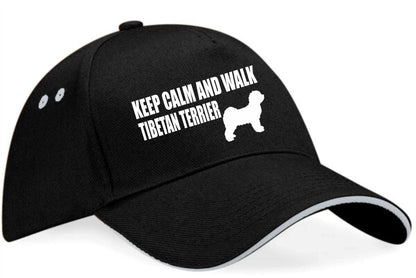 Keep Calm & Walk Tibetan Terrier Baseball Cap Dog Lovers Gift For Men & Ladies