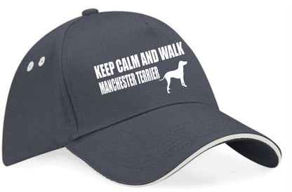 Keep Calm & Walk Manchester Terrier Baseball Cap Dog Lovers Gift Men & Ladies