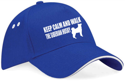 Keep Calm & Walk Siberian Husky Baseball Cap Dog Lovers Gift For Men & Ladies