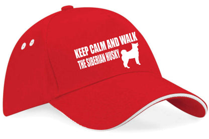 Keep Calm & Walk Siberian Husky Baseball Cap Dog Lovers Gift For Men & Ladies