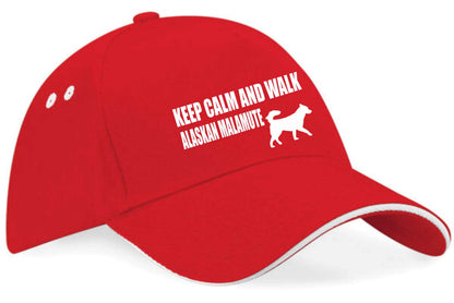 Keep Calm & Walk Alaskan Malamute Baseball Cap Dog Lovers Gift For Men & Ladies