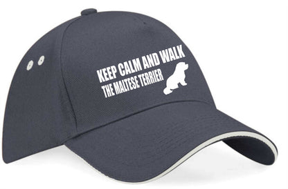 Keep Calm & Walk Maltese Terrier Baseball Cap Dog Lovers Gift Men & Ladies