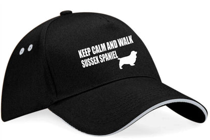 Keep Calm & Walk Sussex Spaniel Baseball Cap Dog Lovers Gift For Men & Ladies