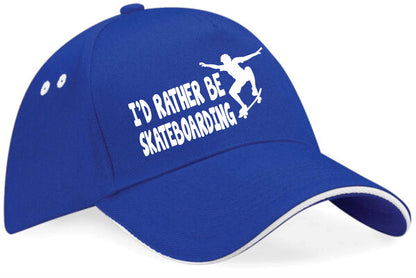 I'd Rather Be Skateboarding Baseball Cap Funny Birthday Gift For Men & Women