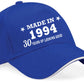 Made in 1994 30th Birthday Baseball Cap 30 Year Old Gift For Men & Ladies