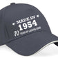 Made in 1954 70th Birthday Baseball Cap 70 Year Old Gift For Men & Ladies