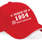 Made in 1954 70th Birthday Baseball Cap 70 Year Old Gift For Men & Ladies