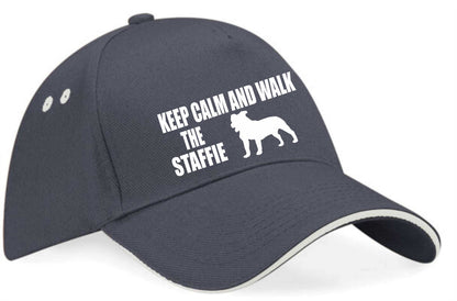 Keep Calm Walk The Staffie Baseball Cap Dog Lovers Gift For Men & Ladies