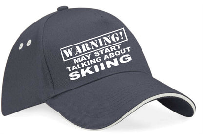 Warning May Talk About Skiing Baseball Cap Sport Lovers Gift For Men & Ladies