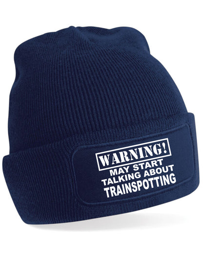 Warning May Talk About Trainspotting Unisex Slouch Cuffed Soft Feel Beanie Hat