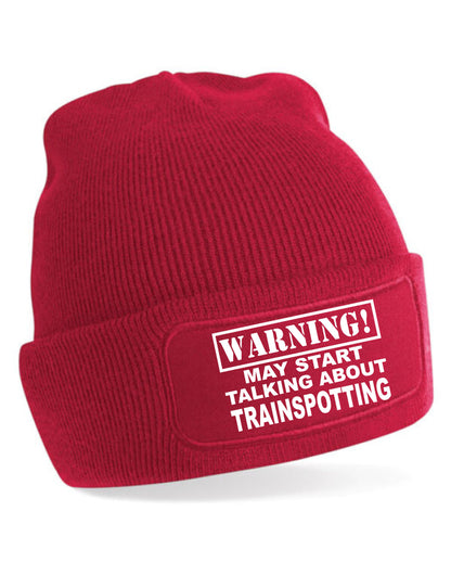 Warning May Talk About Trainspotting Unisex Slouch Cuffed Soft Feel Beanie Hat