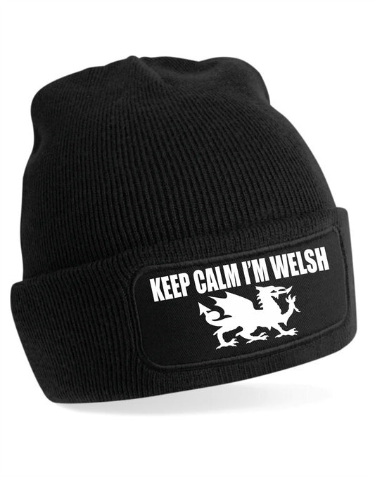 Keep Calm I'm Welsh Beanie Hat Birthday Gift For Men & Ladies