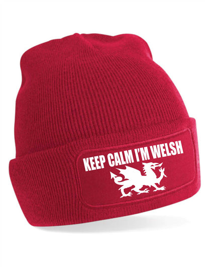 Keep Calm I'm Welsh Beanie Hat Birthday Gift For Men & Ladies