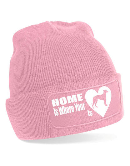 Home Is Where The Greyhound Is Beanie Hat Dog Lovers Gift For Men & Ladies