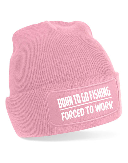 Born To Fish Forced To Work Beanie Hat Fisherman Fishing Gift For Men & Ladies