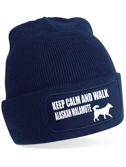 Keep Calm & Walk Alaskan Malamute  Beanie Hat Dog Lovers Men & Ladies