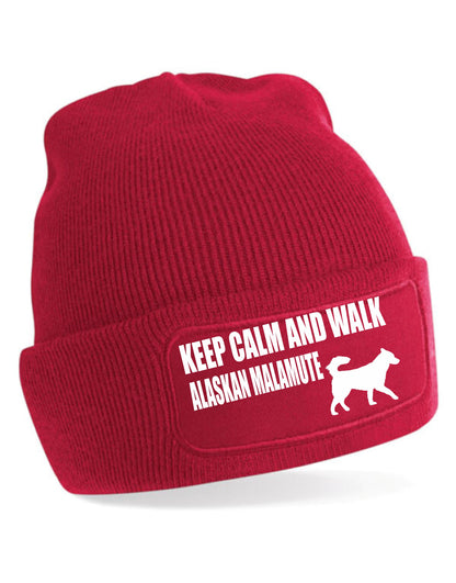 Keep Calm & Walk Alaskan Malamute  Beanie Hat Dog Lovers Men & Ladies