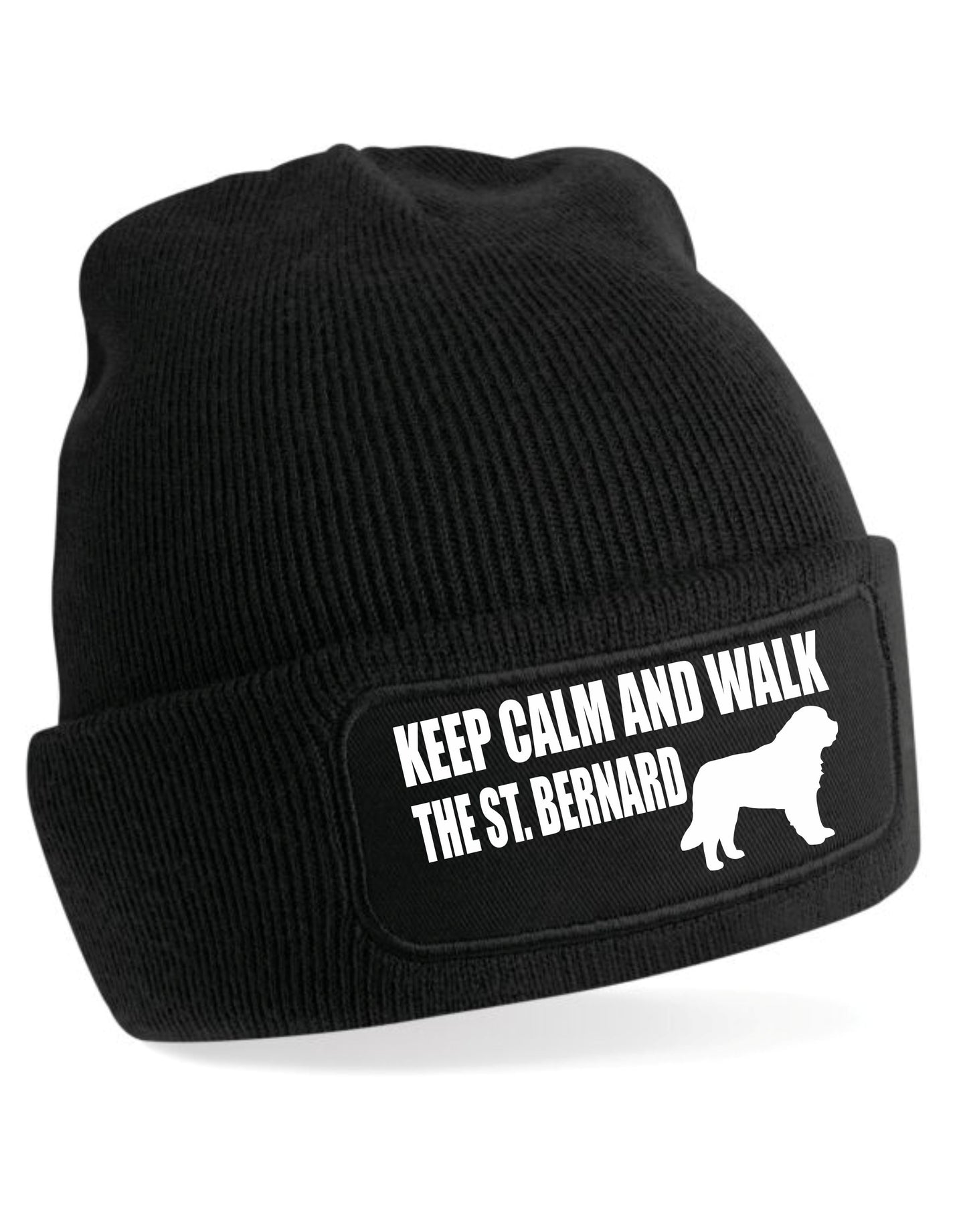 Keep Calm & Walk Saint Bernard Beanie Hat Dog Lovers Gift For Men & Ladies
