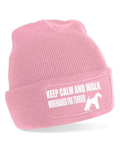 Keep Calm & Walk Wire Fox Terrier Beanie Hat Dog Lovers Gift For Men & Ladies