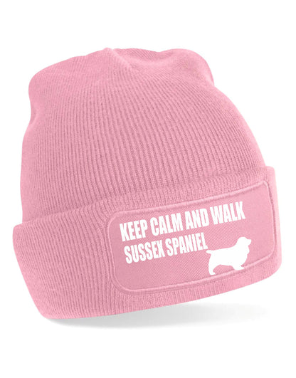 Keep Calm & Walk Sussex Spaniel Beanie Hat Dog Lovers Gift For Men & Ladies